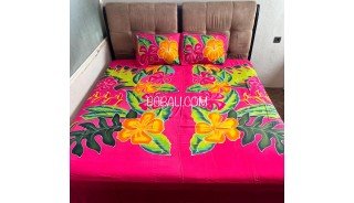 Hot Sale Bedsheet Hand Painted Floral Design by Balinese Artisans